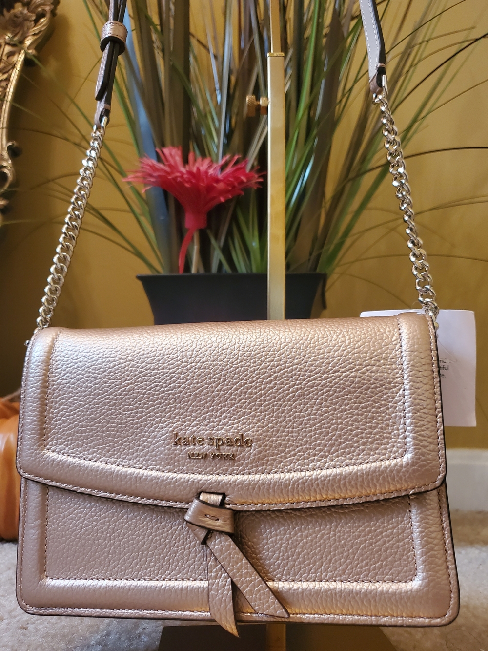 Kate Spade Metallic Rose Gold Leather Shoulder Bag